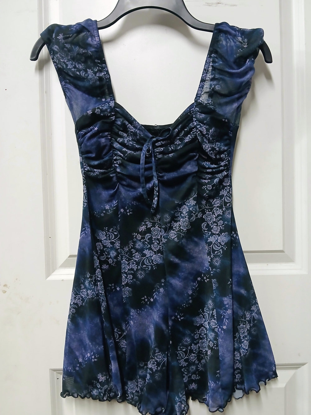 Blue Floral Tie-Front Women’s Romper
